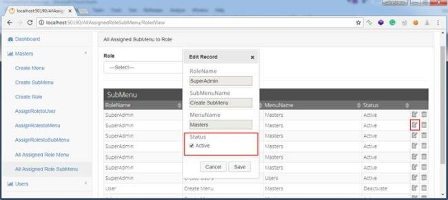 Activate, Deactivate and Delete Assigned SubMenu